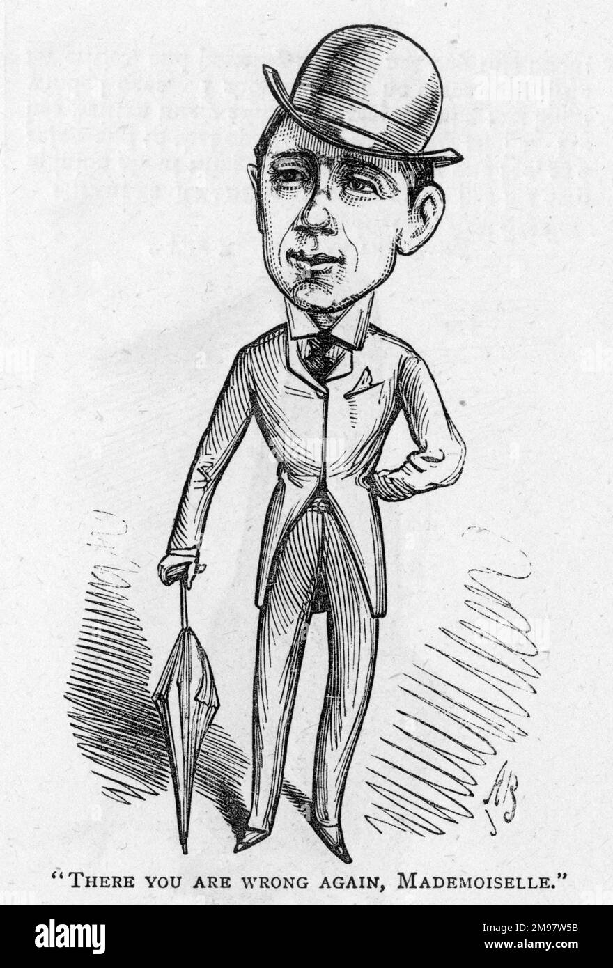 Cartoon of the actor Charles Sugden -- There you are wrong again, Mademoiselle. Stock Photo