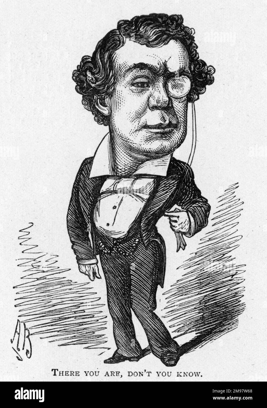 Cartoon of the English comic actor, manager and producer John Lawrence Toole (1830-1906) -- There You Are, Don't You Know. Stock Photo