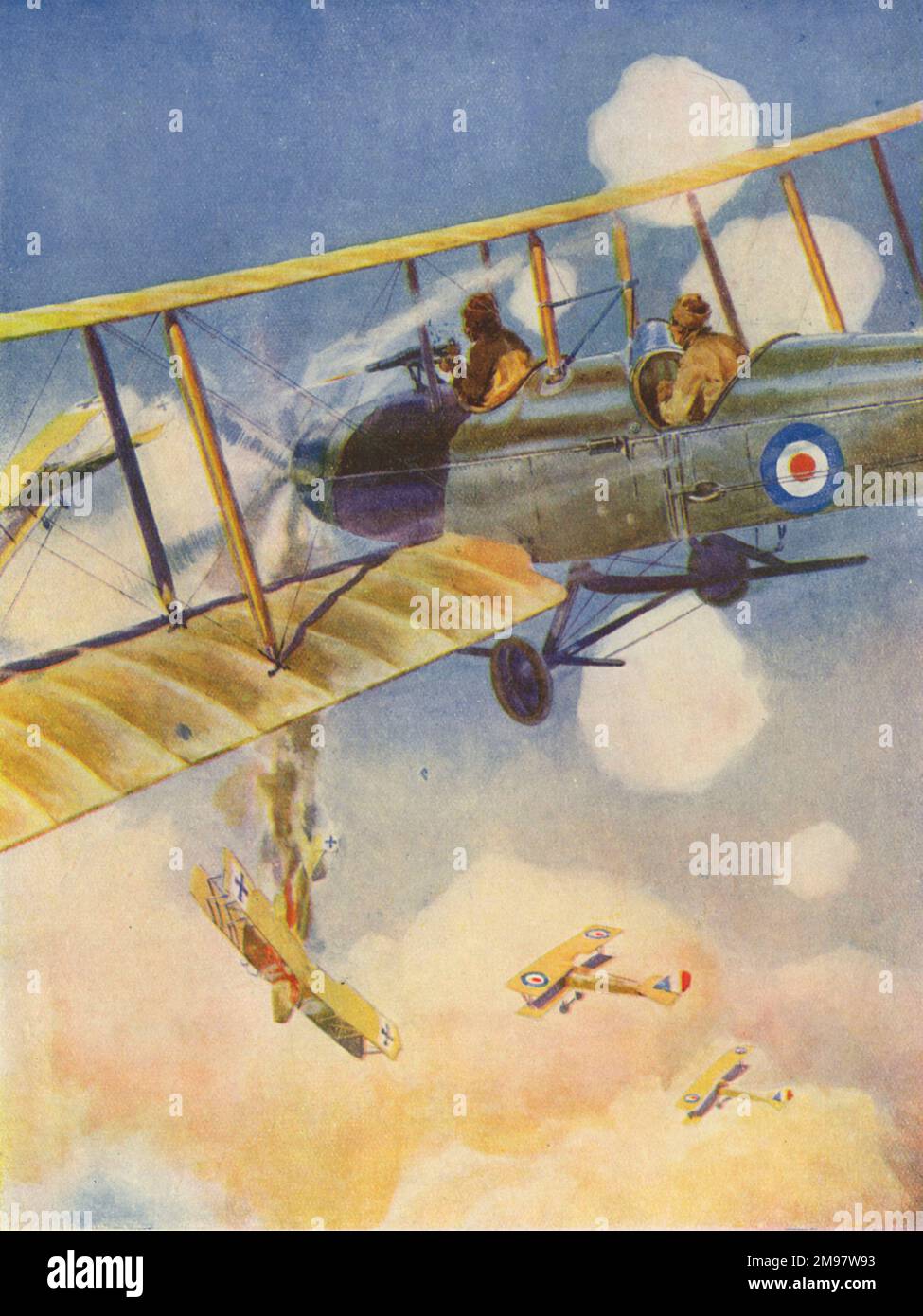 Another Down - WW1 dogfight. Stock Photo
