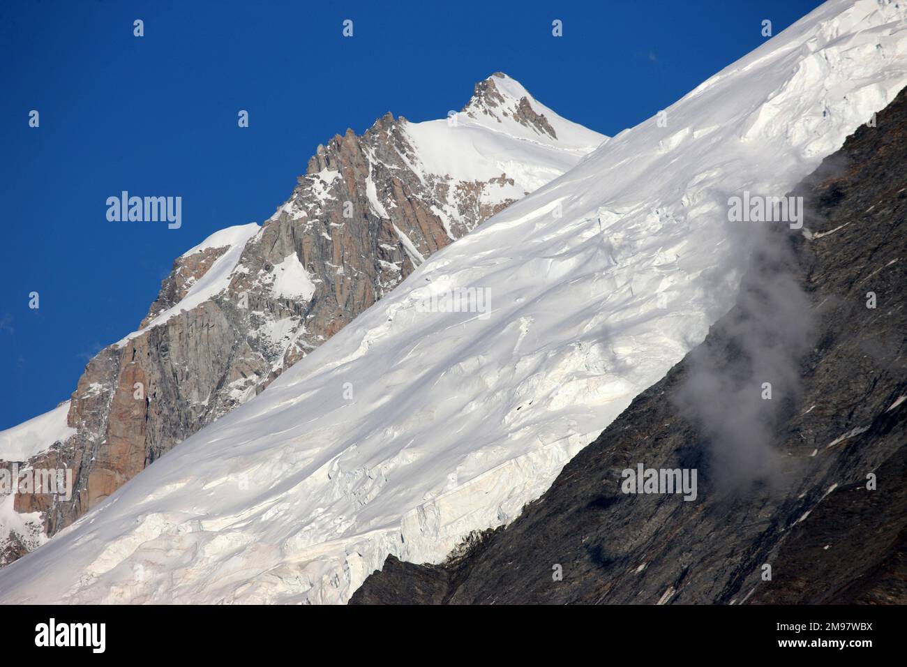 Mont Blanc. 4 808,73 m. Saint-Gervais-les-Bains. Haute-Savoie. Auvergne-Rhône-Alpes. France. Europe. Stock Photo