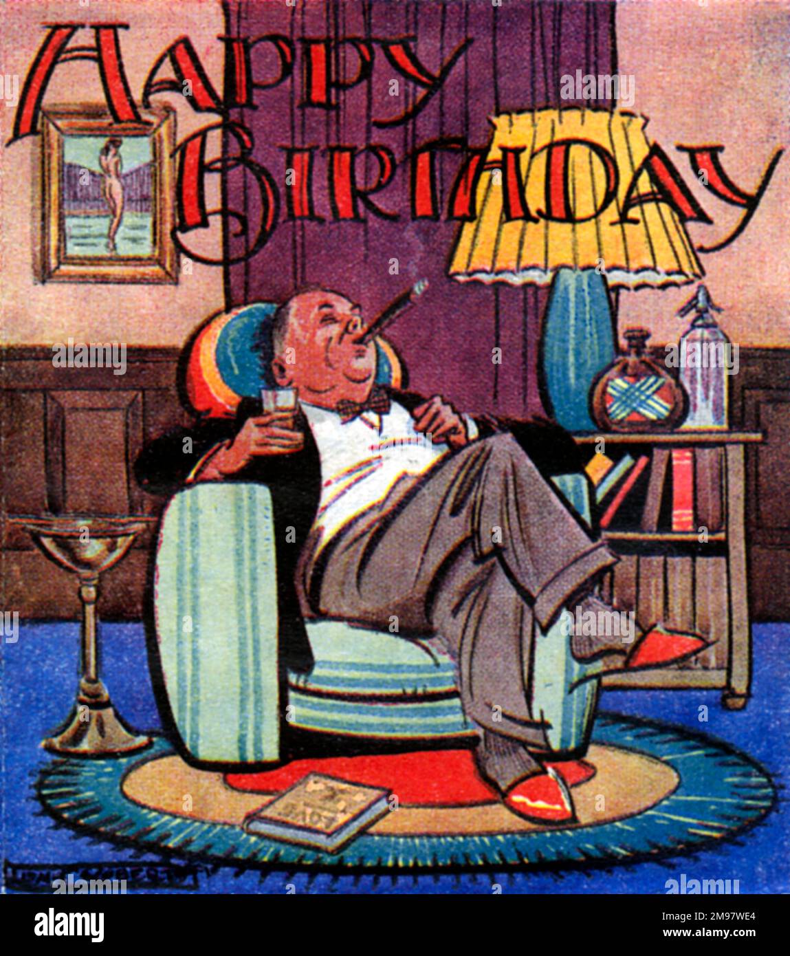 Birthday card, Man relaxing in a chair Stock Photo - Alamy