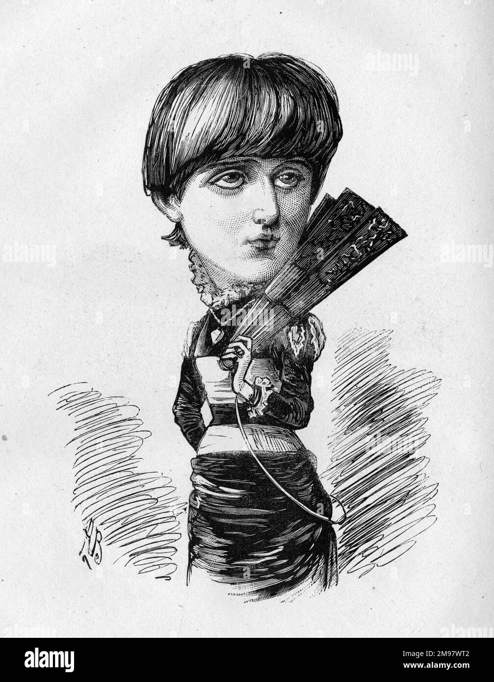 Cartoon, actress, dancer and singer Connie Gilchrist (1865-1946).  She was also an artist's model as a child, and married into the aristocracy in 1892.  'Coleridge? Coleridge? Never heard of the man.'  A comment on Lord John Coleridge, the British lawyer, judge, and Lord Chief Justice of England, asking in his court: 'Who is Connie Gilchrist?' Stock Photo