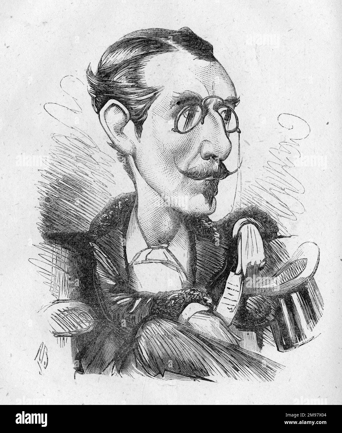 Cartoon of Windham Thomas Wyndham-Quin, 4th Earl of Dunraven and Mount-Earl (1841-1926), Irish journalist, landowner, businessman, sportsman, Conservative politician and theatre patron. Stock Photo