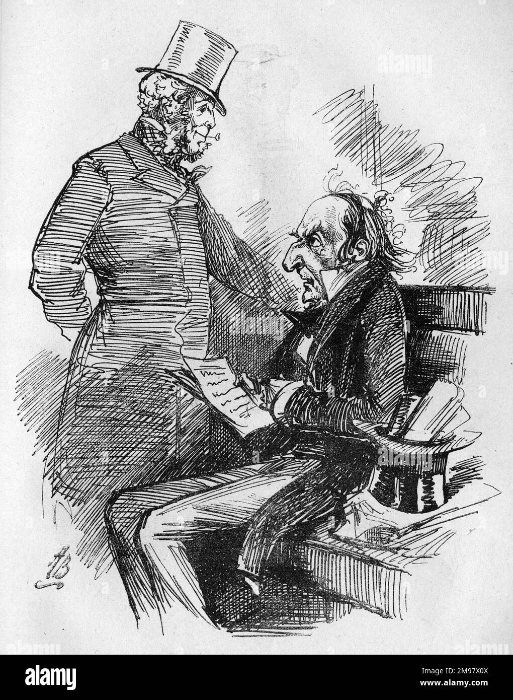 Image of Plundering and Blundering, cartoon of Gladstone as a pilgrim  weighed