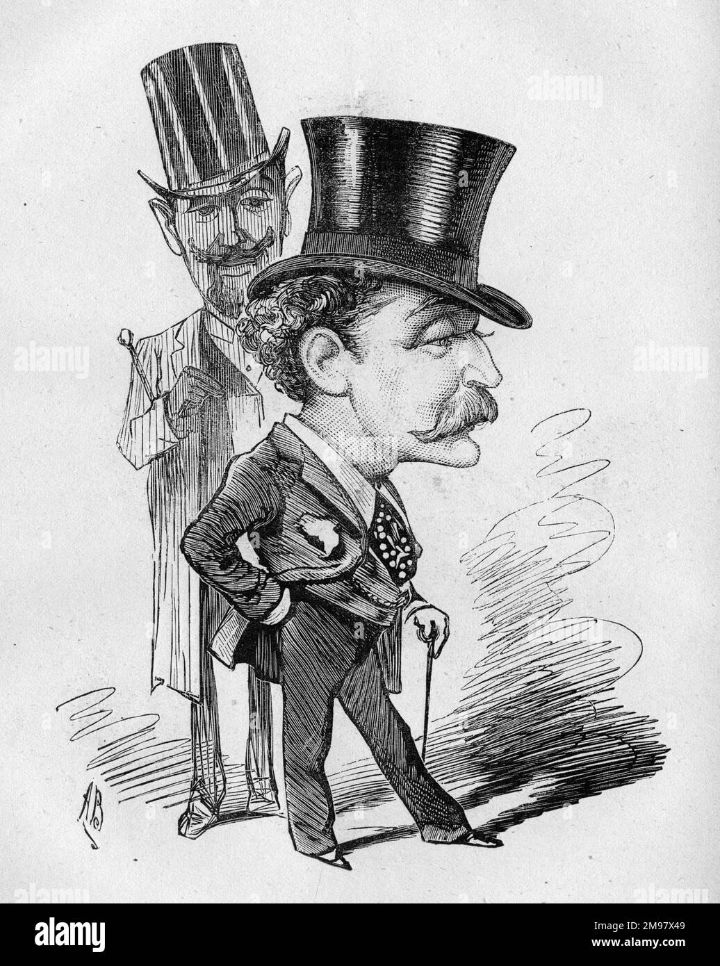 Cartoon of Thomas (Tommy) Gibson Bowles (1841-1922), founder of Vanity Fair and The Lady magazines. Stock Photo