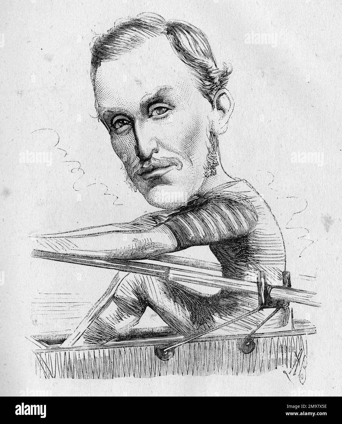 Cartoon of E A Trickett, world champion oarsman. Stock Photo
