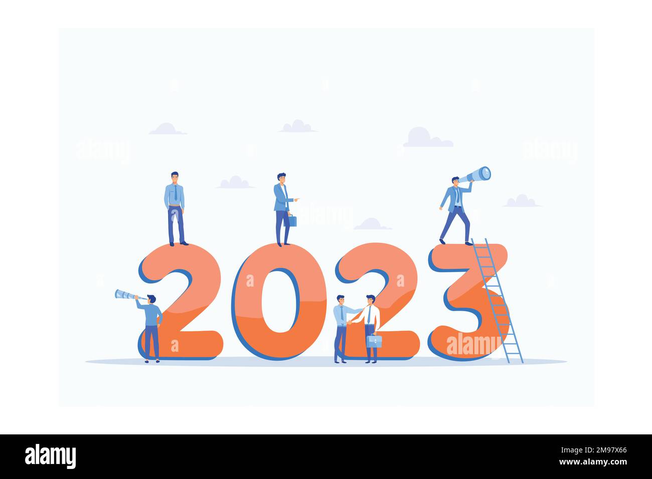 Happy new year 2023. 2023 business goals concept, Business team seeking