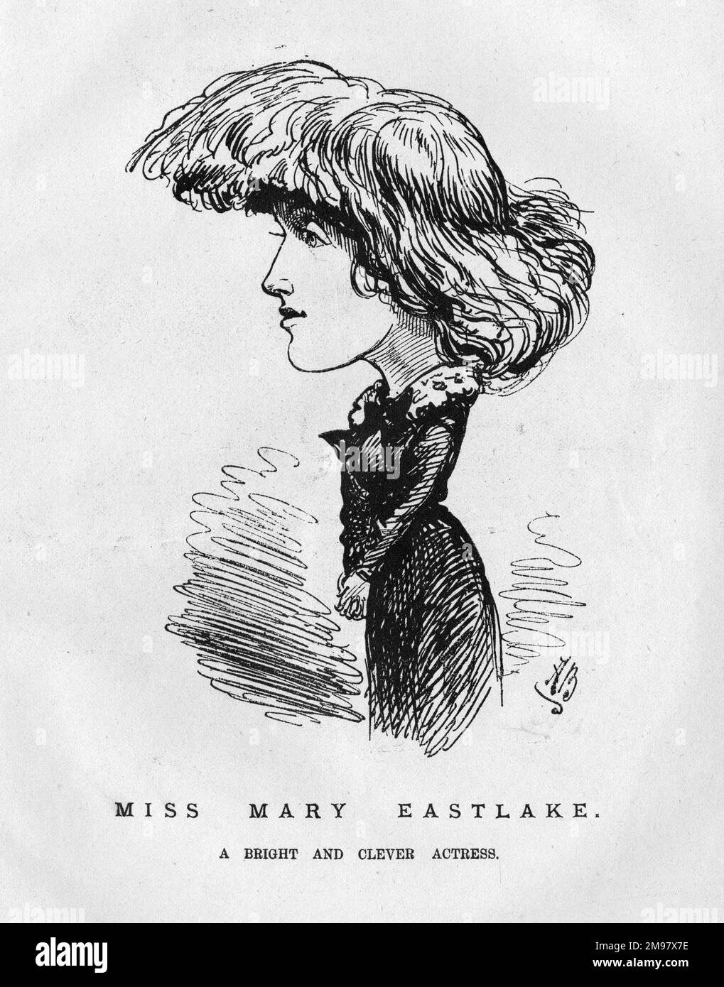 Caricature of Mary Eastlake (1856-1911), English actress. Stock Photo