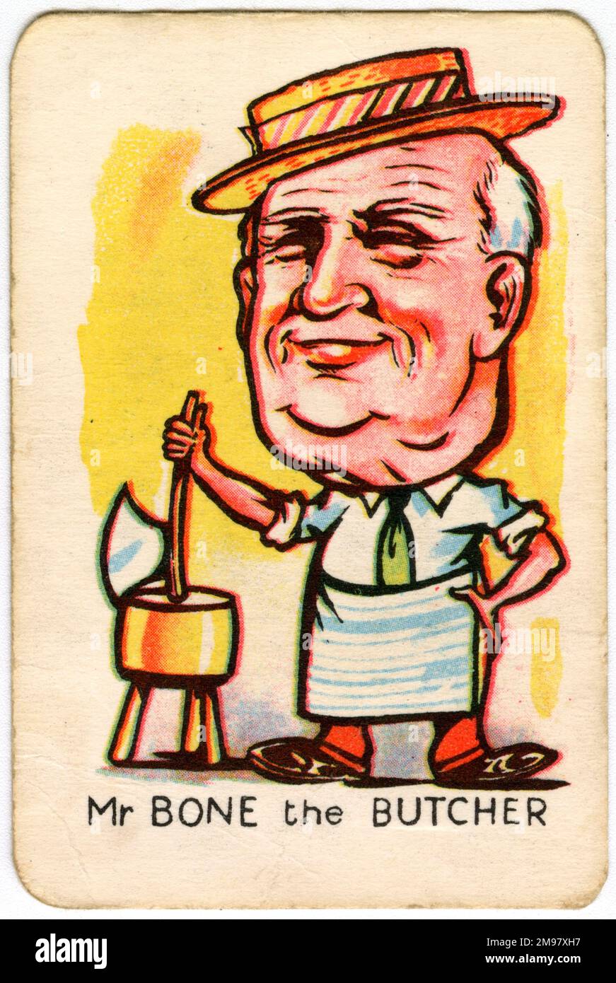 Happy Familes Playing Cards - Mr Bone the Butcher. Stock Photo