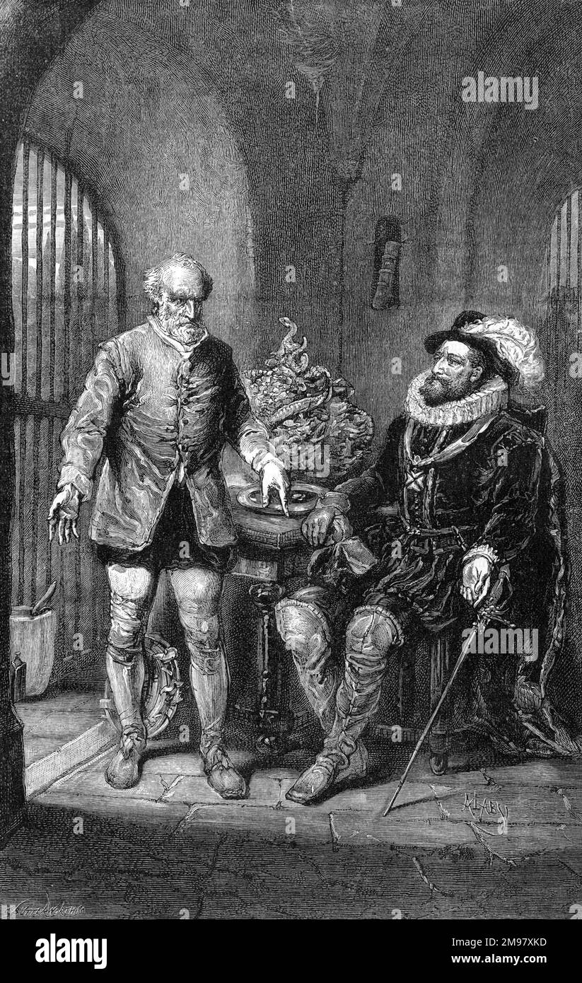 King Henri III of France visits Bernard Palissy, the Huguenot craftsman, in the Bastille, Paris, where he had been imprisoned for his Protestant beliefs and outspoken behaviour on religious matters. Palissy died of poor treatment in 1590, at the age of 80. Henri was assassinated in 1589. Stock Photo