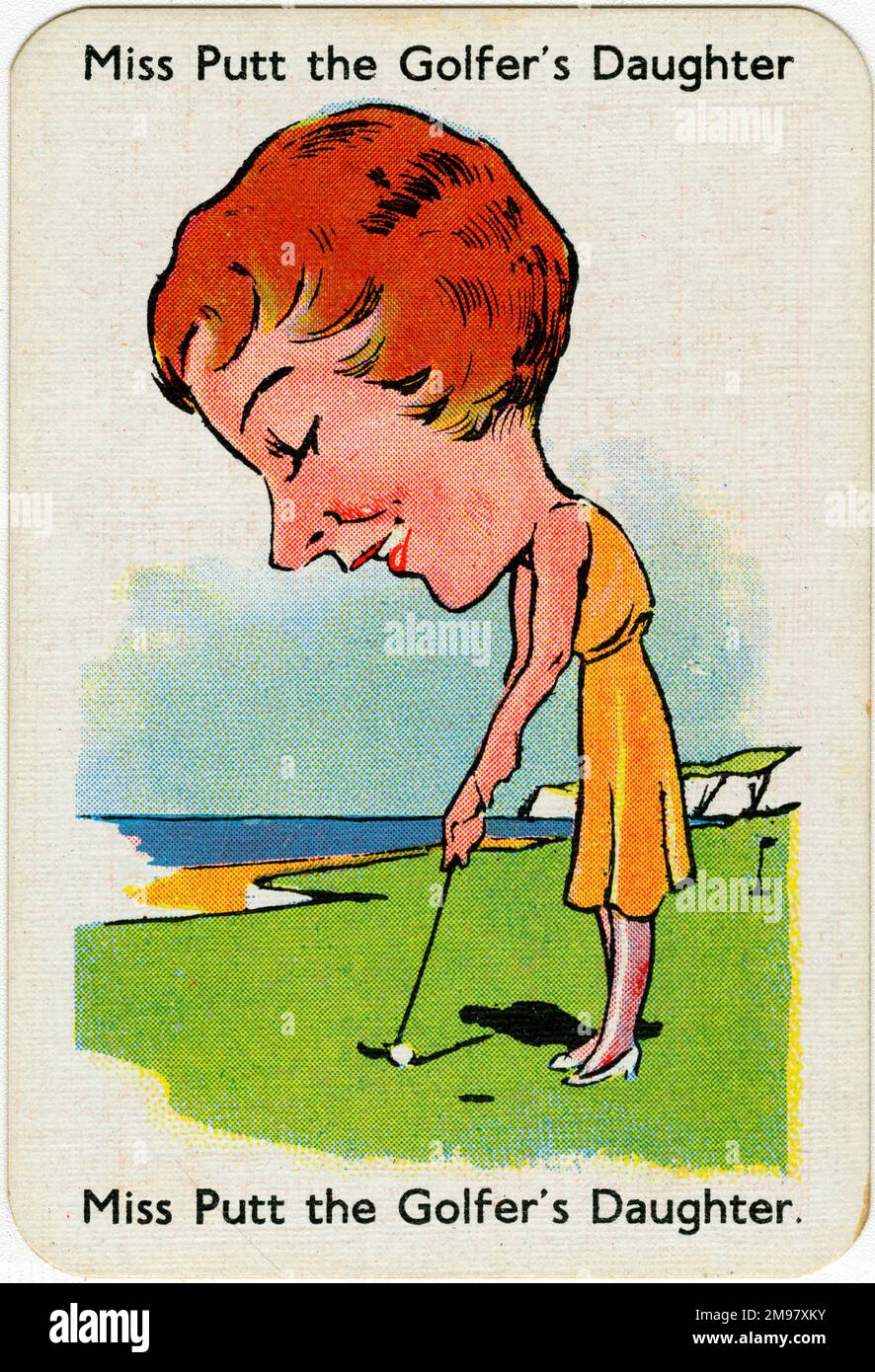 Happy Families Playing Cards - Miss Putt the Golfer's Daughter. Stock Photo