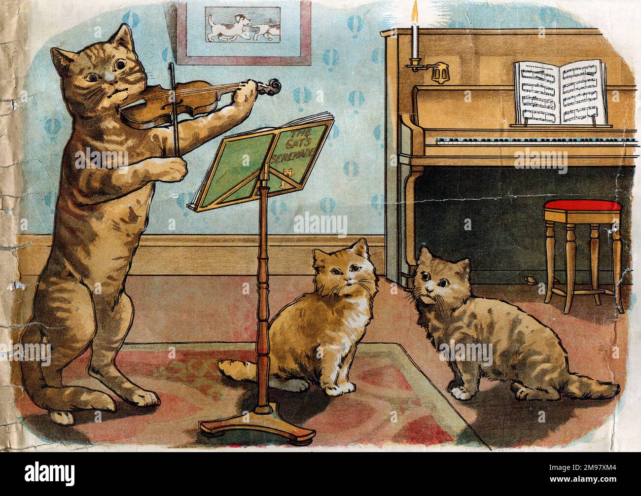 Illustration, Hey Diddle Diddle, the cat and the fiddle.   (1 of 4) Stock Photo