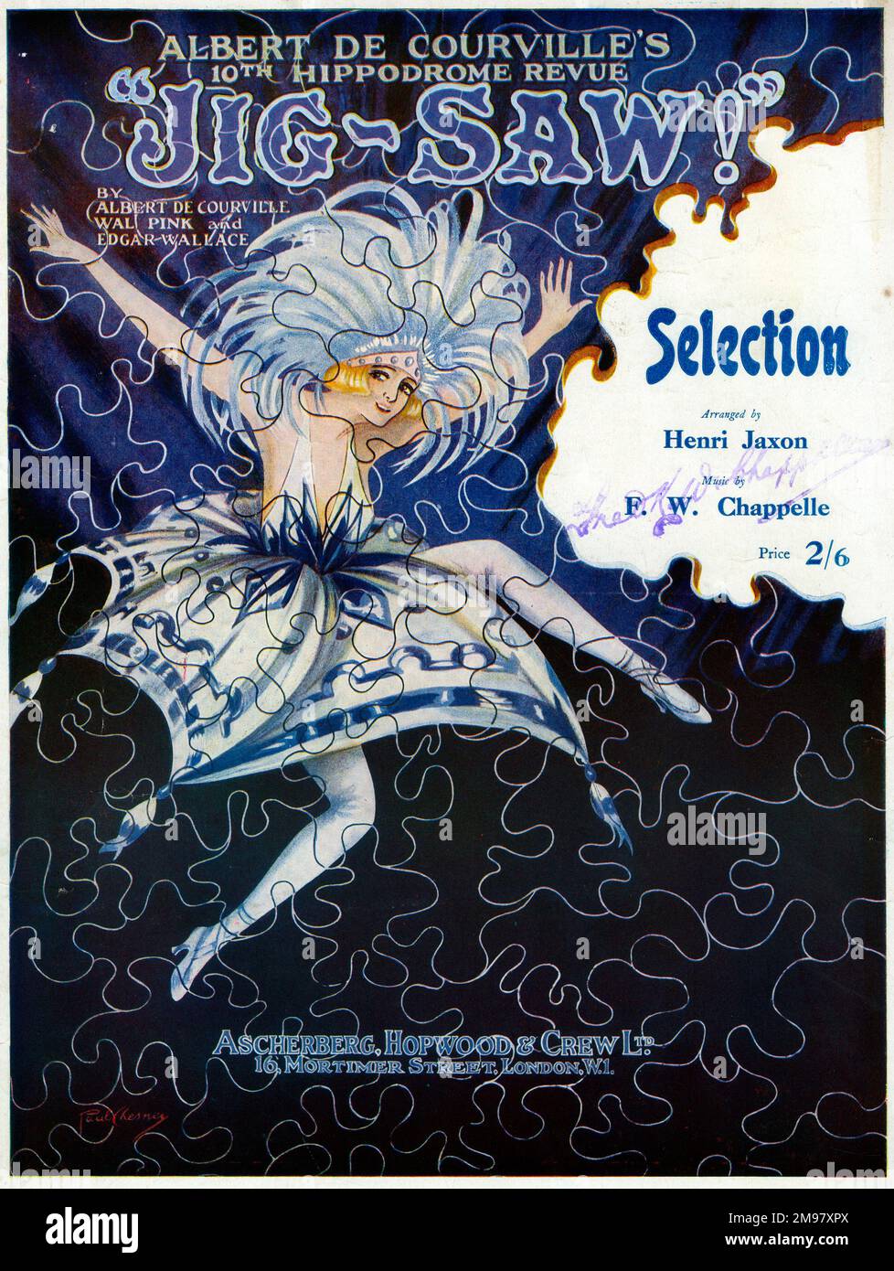 Music cover, Jig-Saw! Albert de Courville's 10th Hippodrome Revue,  Selection arranged by Henri Juxon, music by F W Chappelle Stock Photo -  Alamy