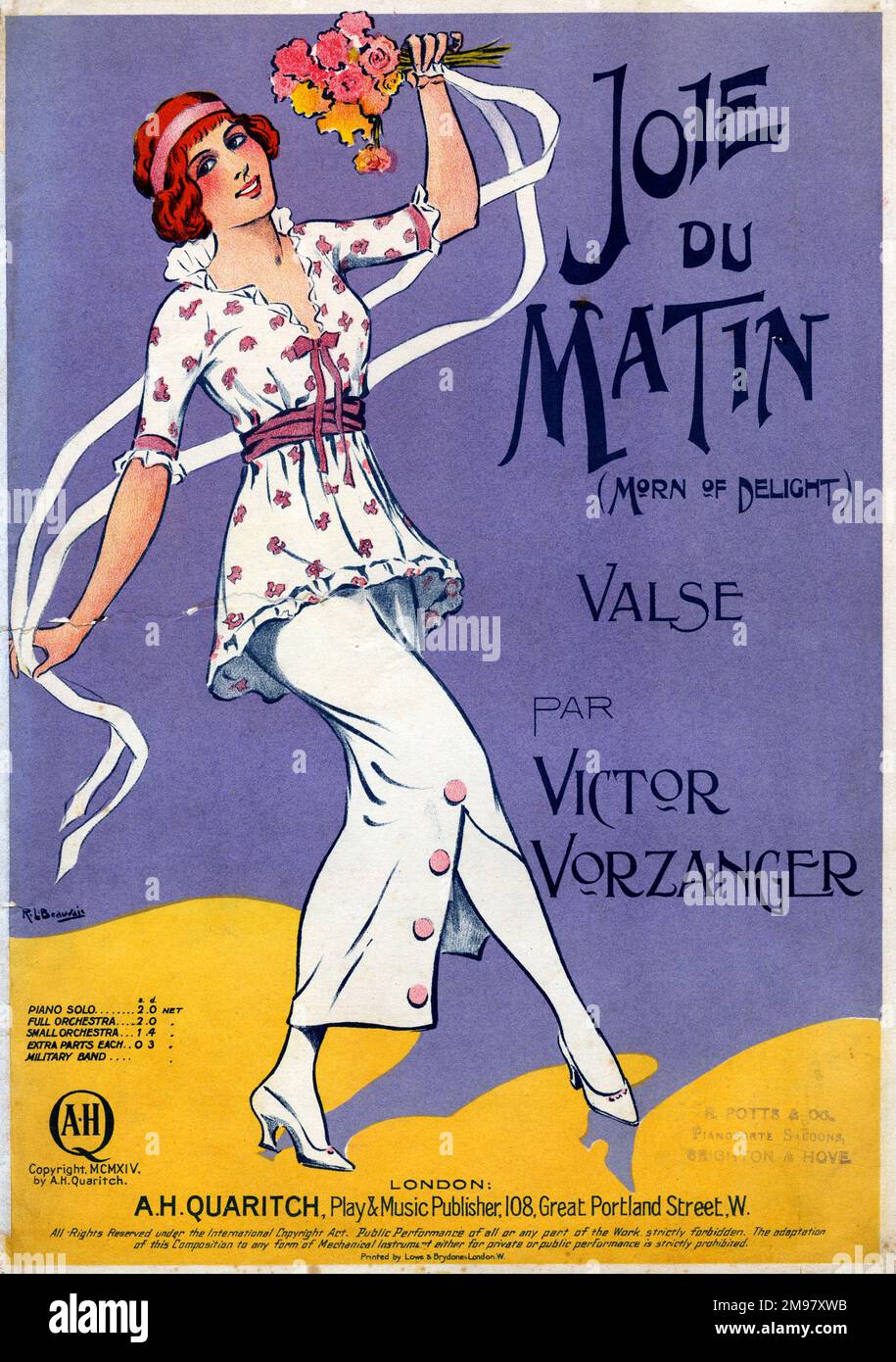 Music cover, Joie du Matin (Morn of Delight) Valse by Victor Vorzanger. Stock Photo