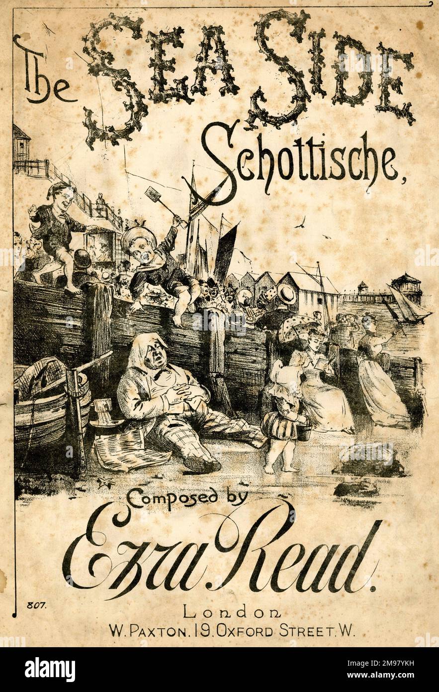 Music cover, The Sea Side Schottische, by Ezra Read. Stock Photo