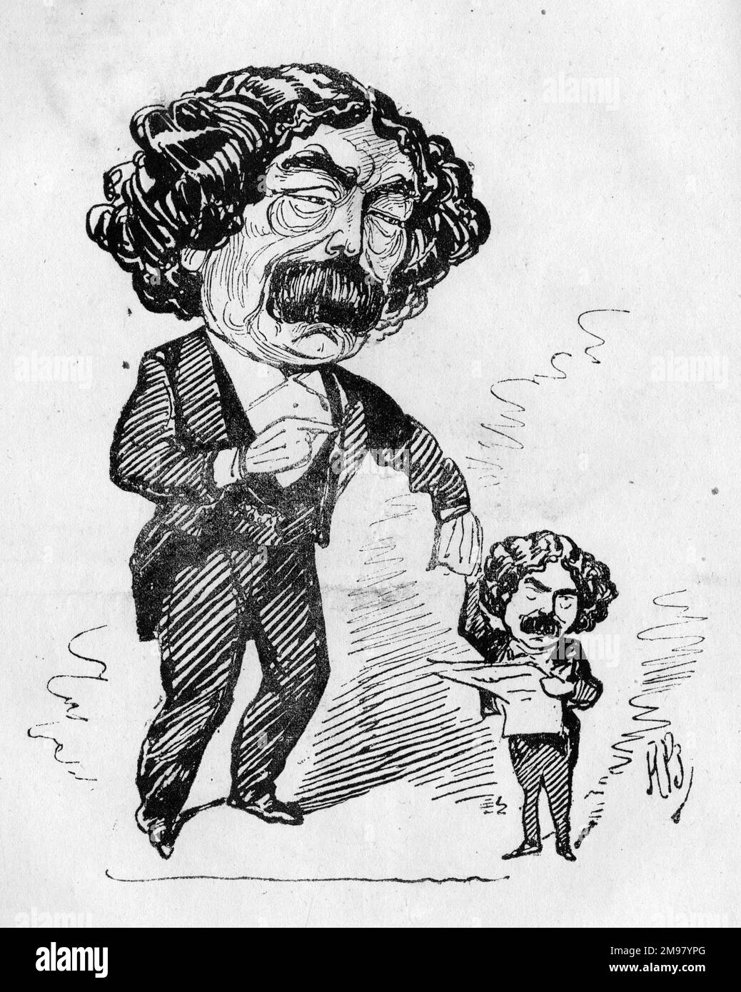 Cartoon, the operatic, oratorio and ballad singer John Sims Reeves (1821-1900) -- Mr Sims Reeves introduces a new tenor (his son Herbert). Stock Photo