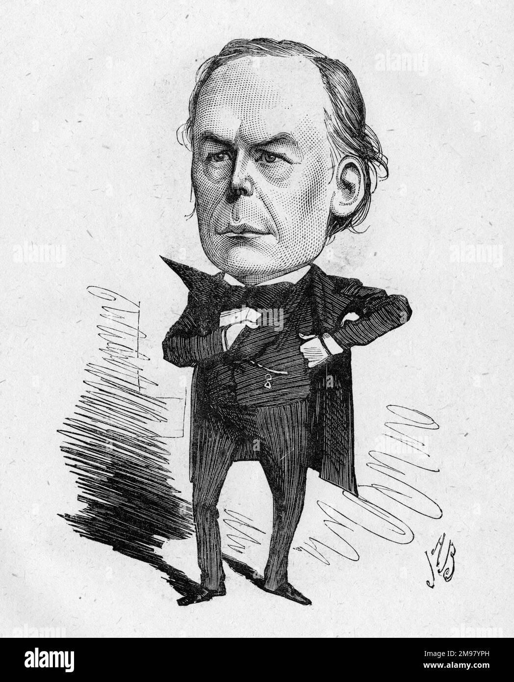 Cartoon of Charles Bradlaugh (1833-1891), atheist politician, newly elected to parliament as Liberal MP for Northampton. Stock Photo
