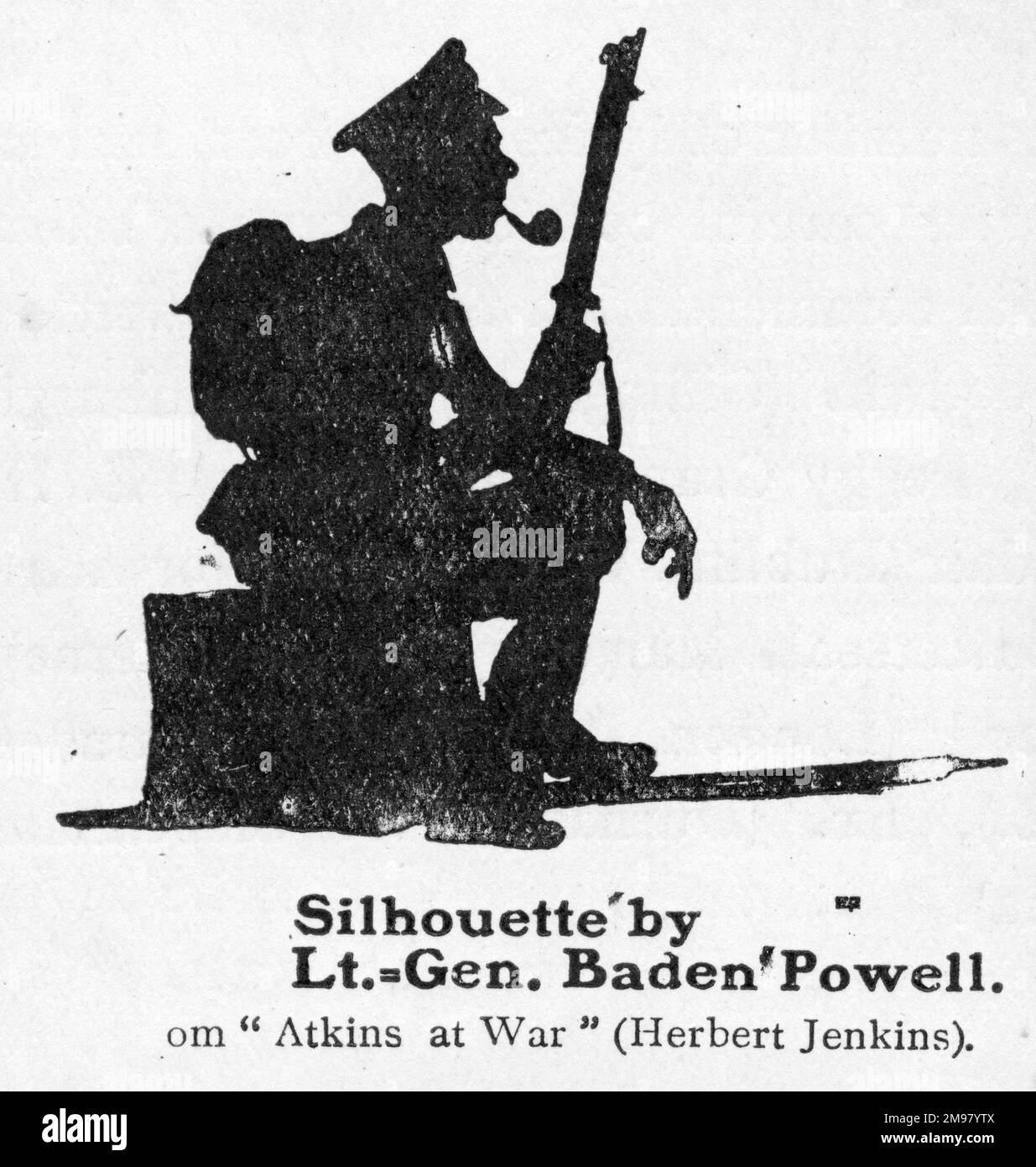 Soldier silhouette by Robert Baden Powell, First World War, from Atkins at War by Herbert Jenkins. Stock Photo