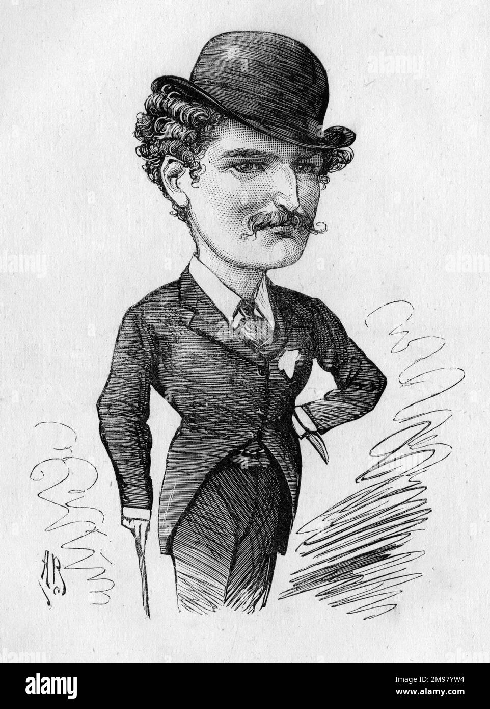 Cartoon of Captain Charles Francis Buller (1846-1906), cricketer. Stock Photo
