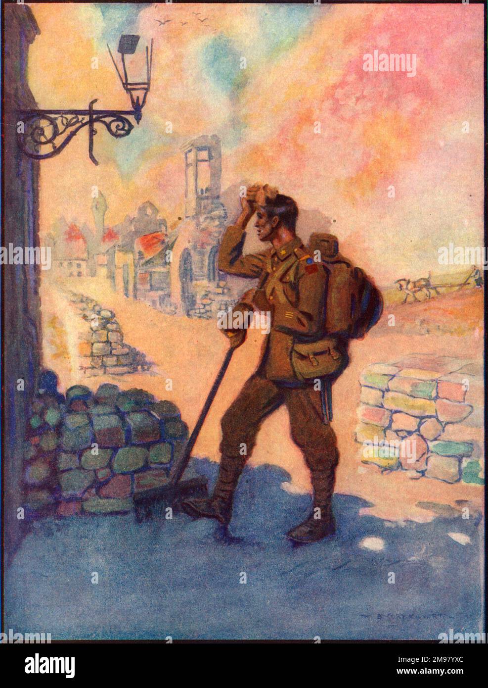 The Last Man in France -- a soldier in khaki uniform at the end of the First World War. Stock Photo