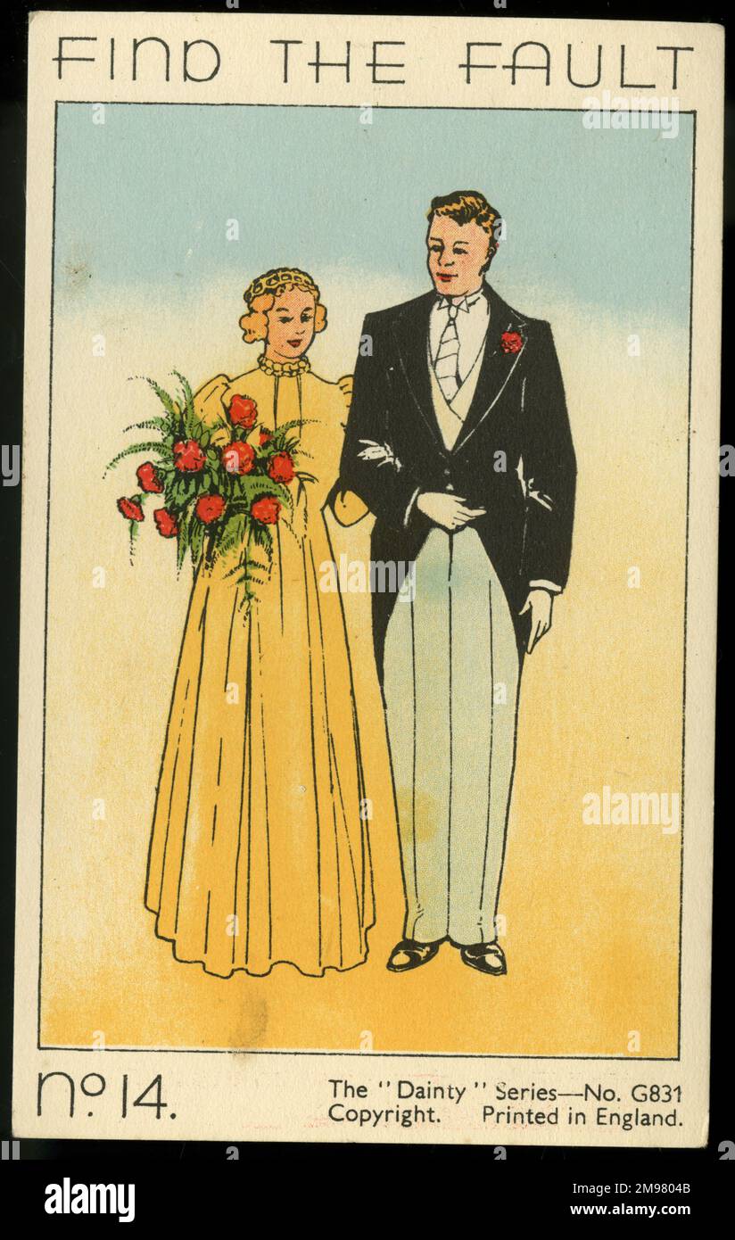 Find the Fault card No. 14 -- bride and groom. Stock Photo