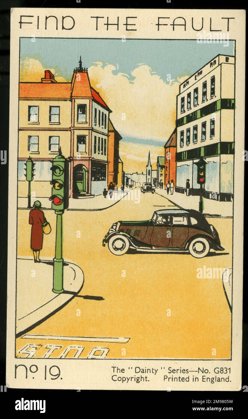 Find the Fault card No. 19 -- street scene. Stock Photo