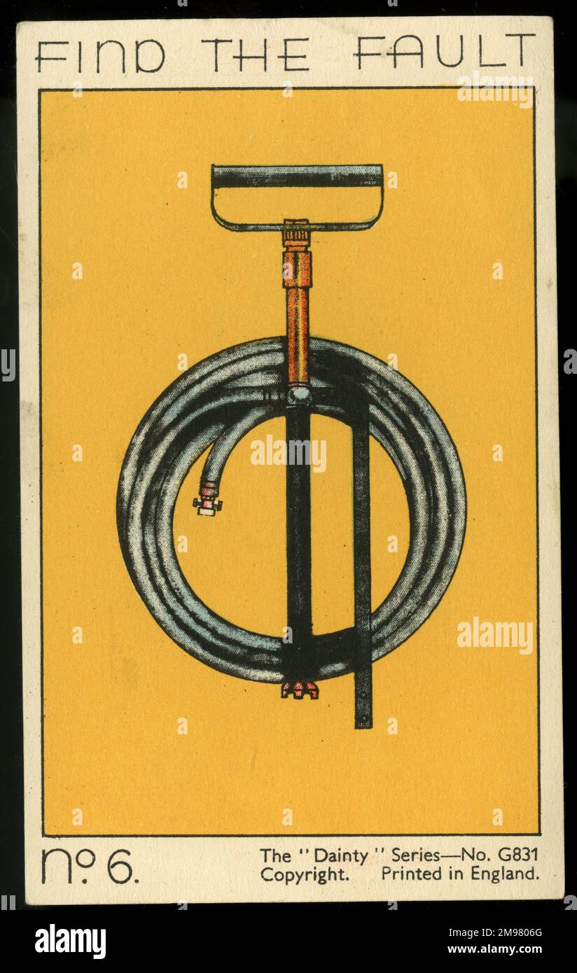 Find the Fault card No. 6 -- hand pump. Stock Photo