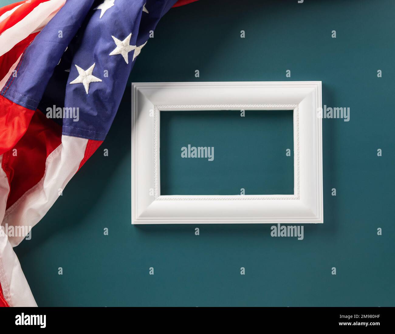 Top view USA flag for Memorial day on abstract blue background Stock ...