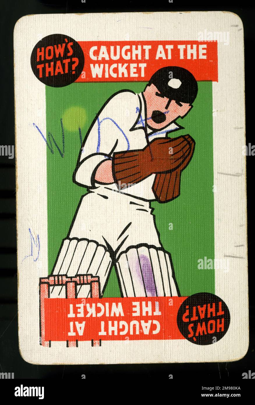 Run-It-Out card game - Caught at the Wicket - How's That? Stock Photo