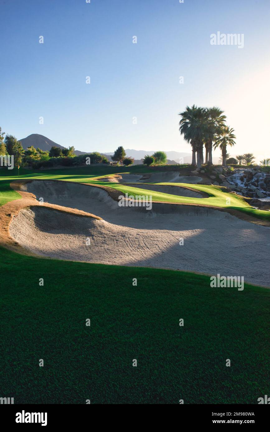 Golf bunker at a Golf Course, Indian Wells, California, USA Stock Photo