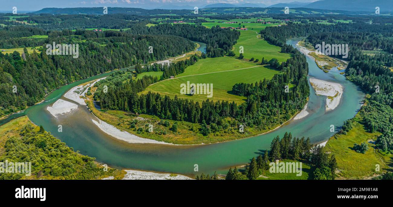 Aerial view to the impresive nature around the Litzauer Schleife near Burggen in Bavaria Stock Photo