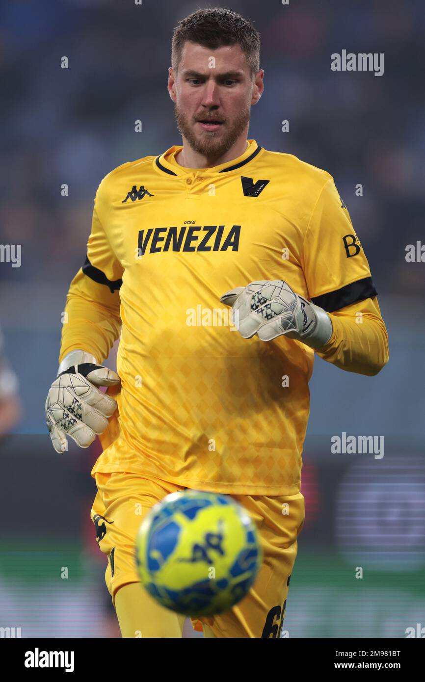 Genoa, Italy, 16th January 2023. George Puskas of Genoa CFC reacts during  the Serie B match at Luigi Ferraris, Genoa. Picture credit should read:  Jonathan Moscrop / Sportimage Stock Photo - Alamy