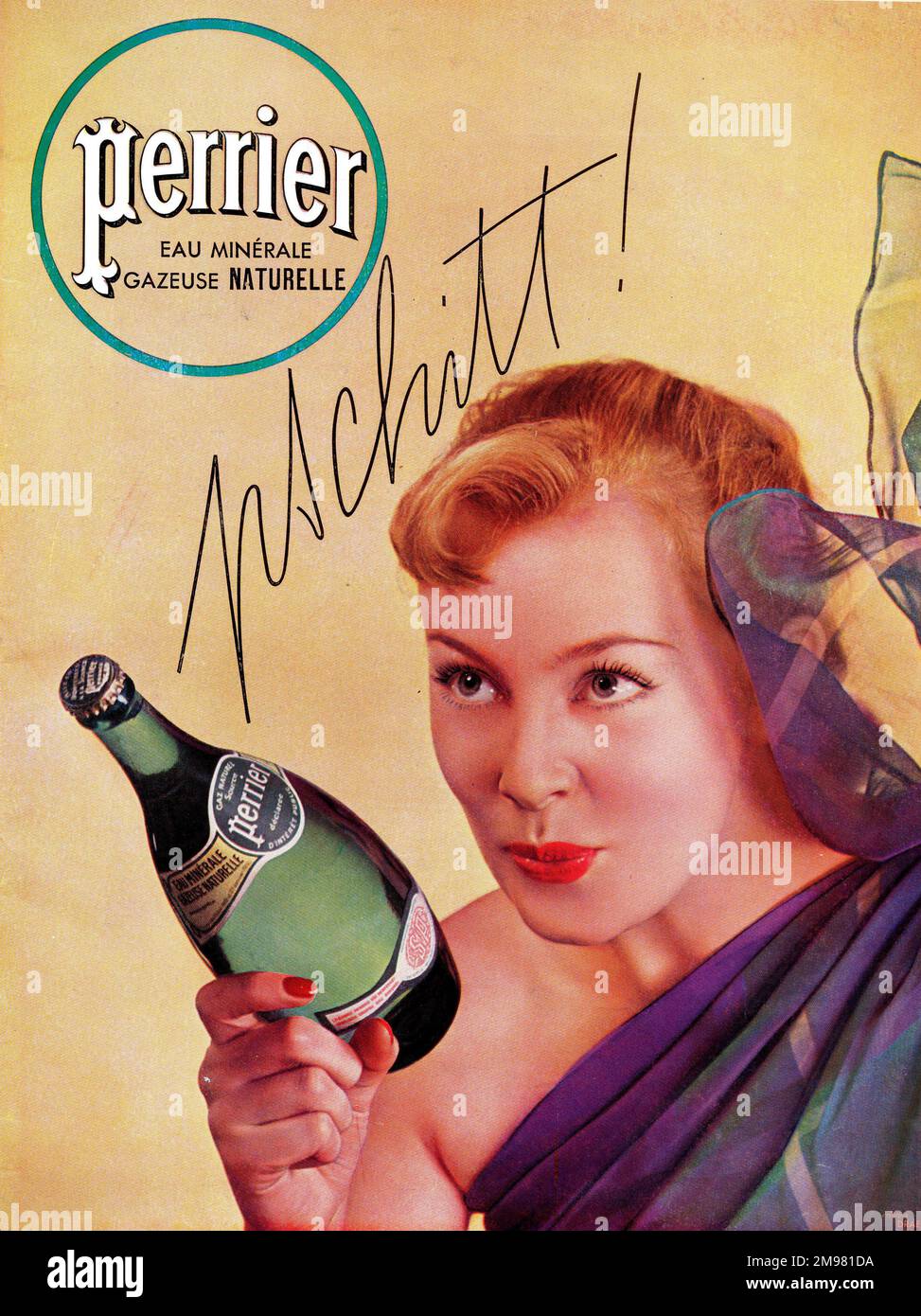 Advertisement for Perrier mineral water. Stock Photo