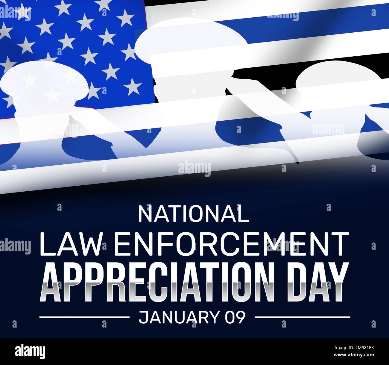 Law Enforcement Appreciation Day background with saluting sillhoutte in
