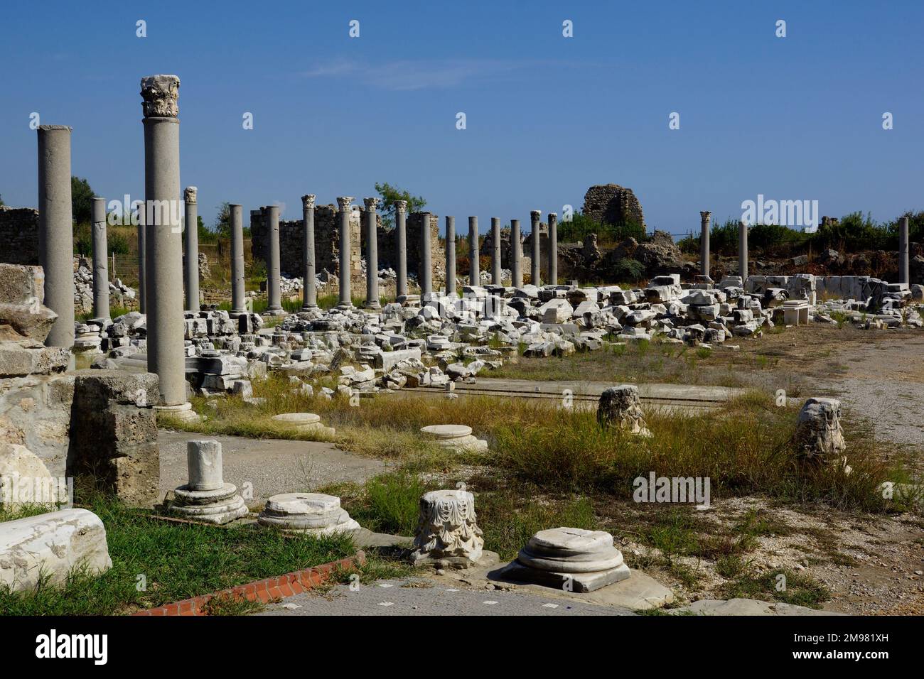 Turkey, Antalya - Alanya, Side: Pillars of the Agora (2nd century AD ...