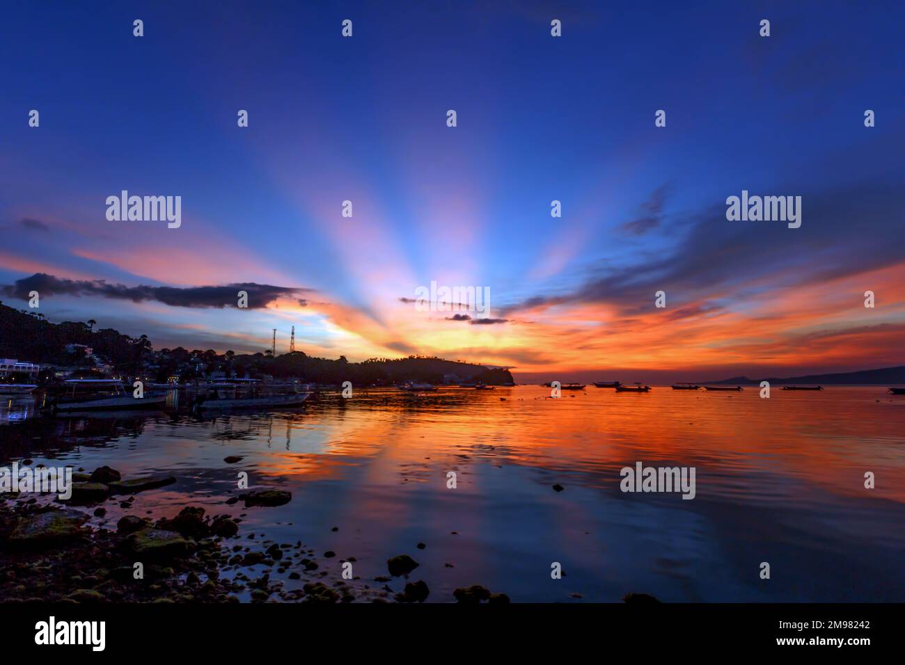 Coastal beach landscape at sunset, Batangas, Calabarzon, Philippines Stock Photo