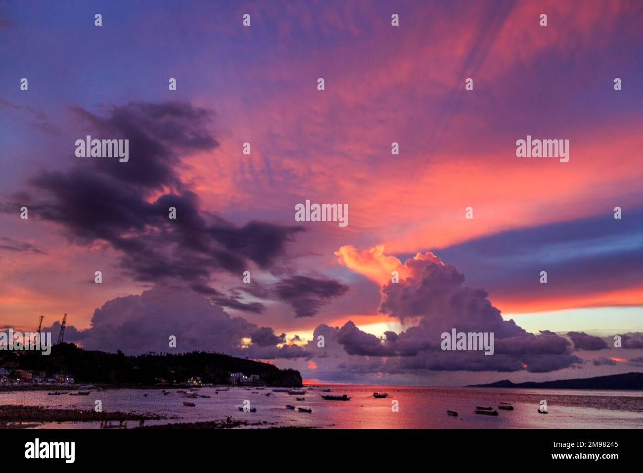 Coastal beach landscape at sunset, Batangas, Calabarzon, Philippines Stock Photo