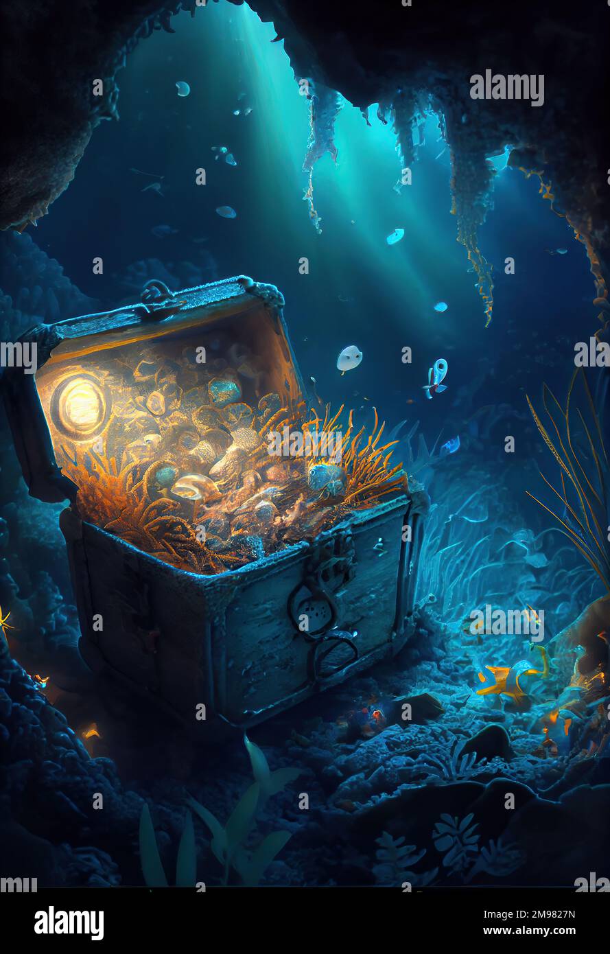 a pirate treasure under the sea. Underwater Stock Photo Alamy