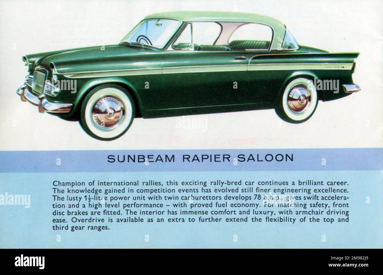 A Sunbeam Rapier Saloon advertised in a Humber, Hillman and Sunbeam Rootes Motors Limited brochure Stock Photo