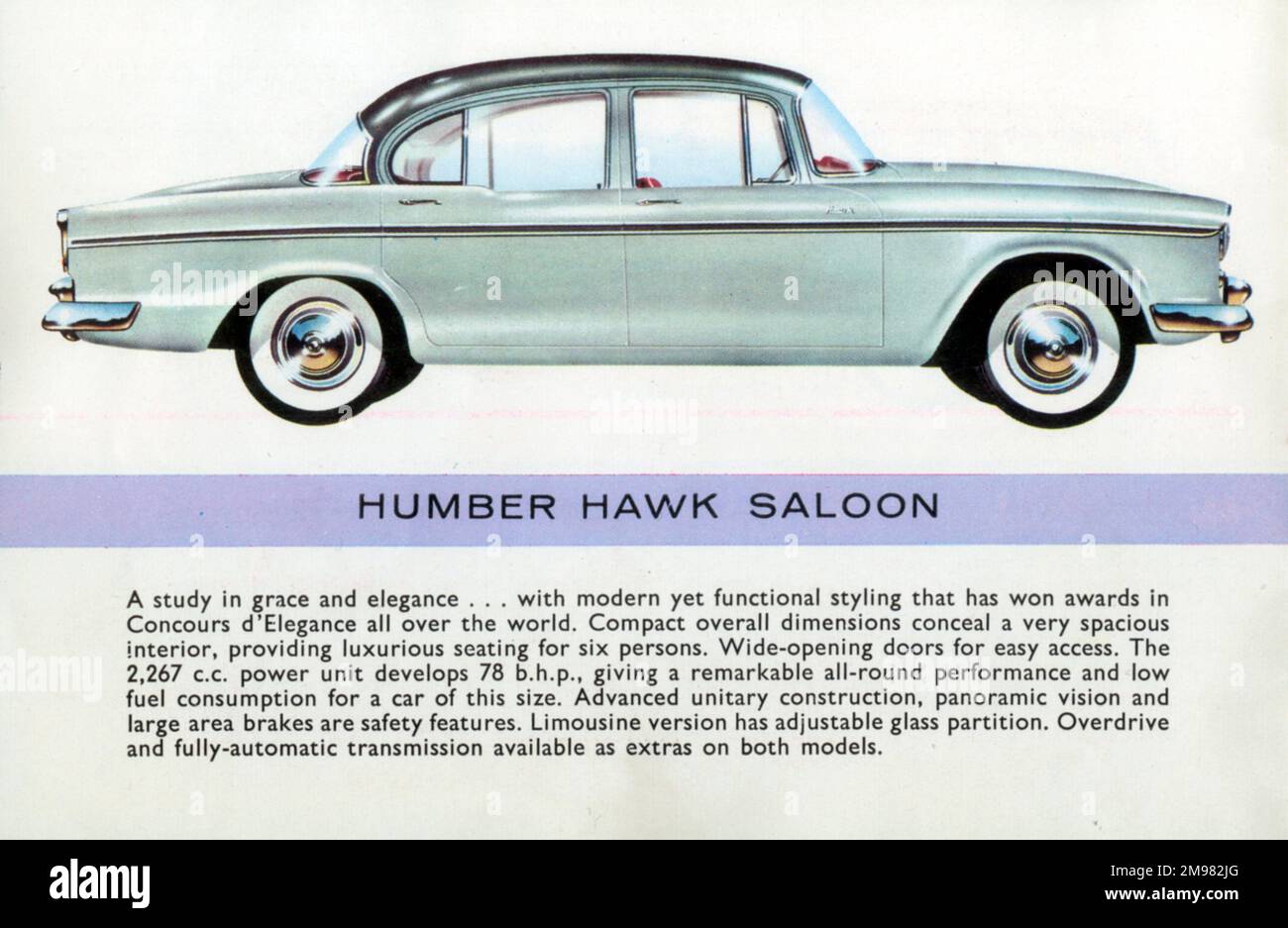 The Humber Hawk Saloon in a Humber, Hillman and Sunbeam Rootes Motors Limited brochure Stock Photo