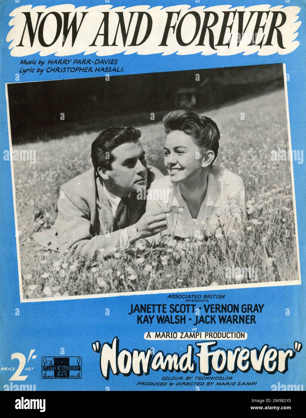 Music cover, Now and Forever, music by Harry Parr-Davies, words by Christopher Hassall, title song of a film starring Janette Scott and Vernon Gray. Stock Photo