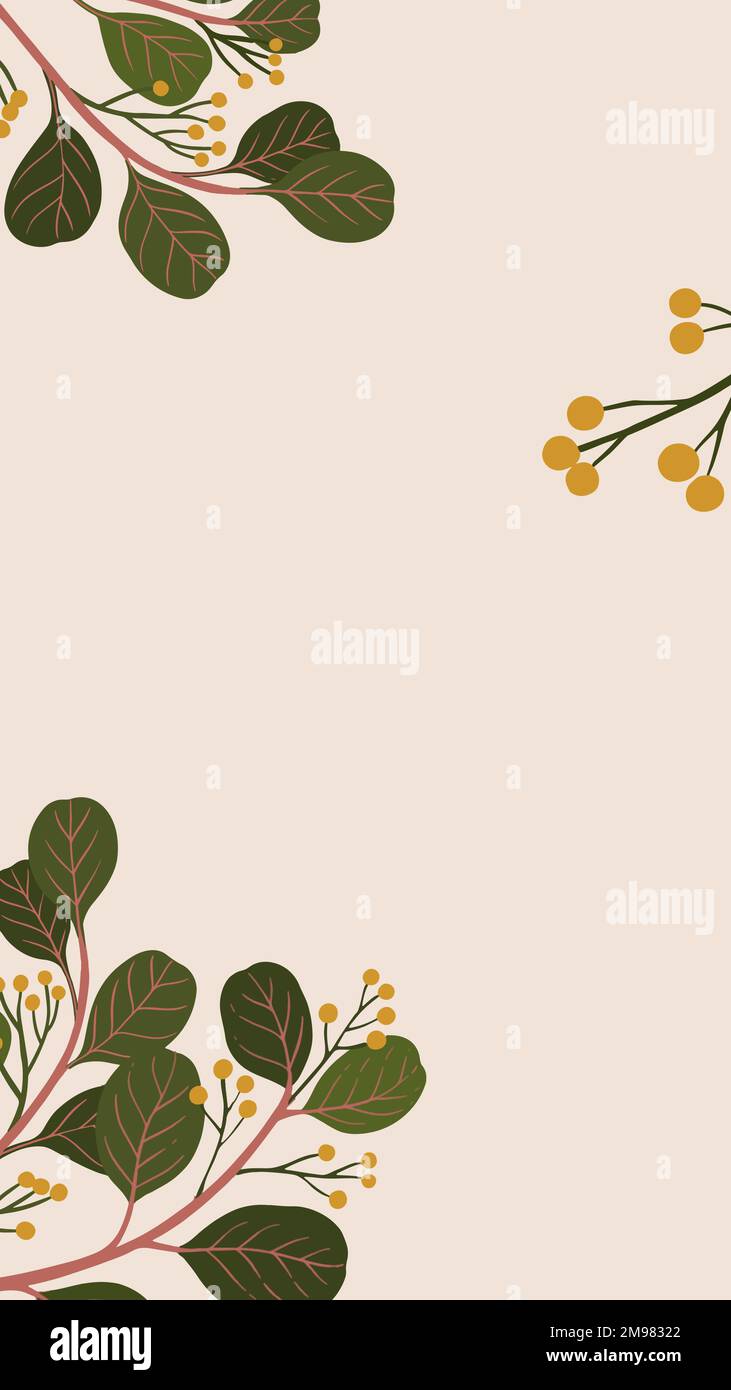 Botanical copy space on a pink phone background vector Stock Vector