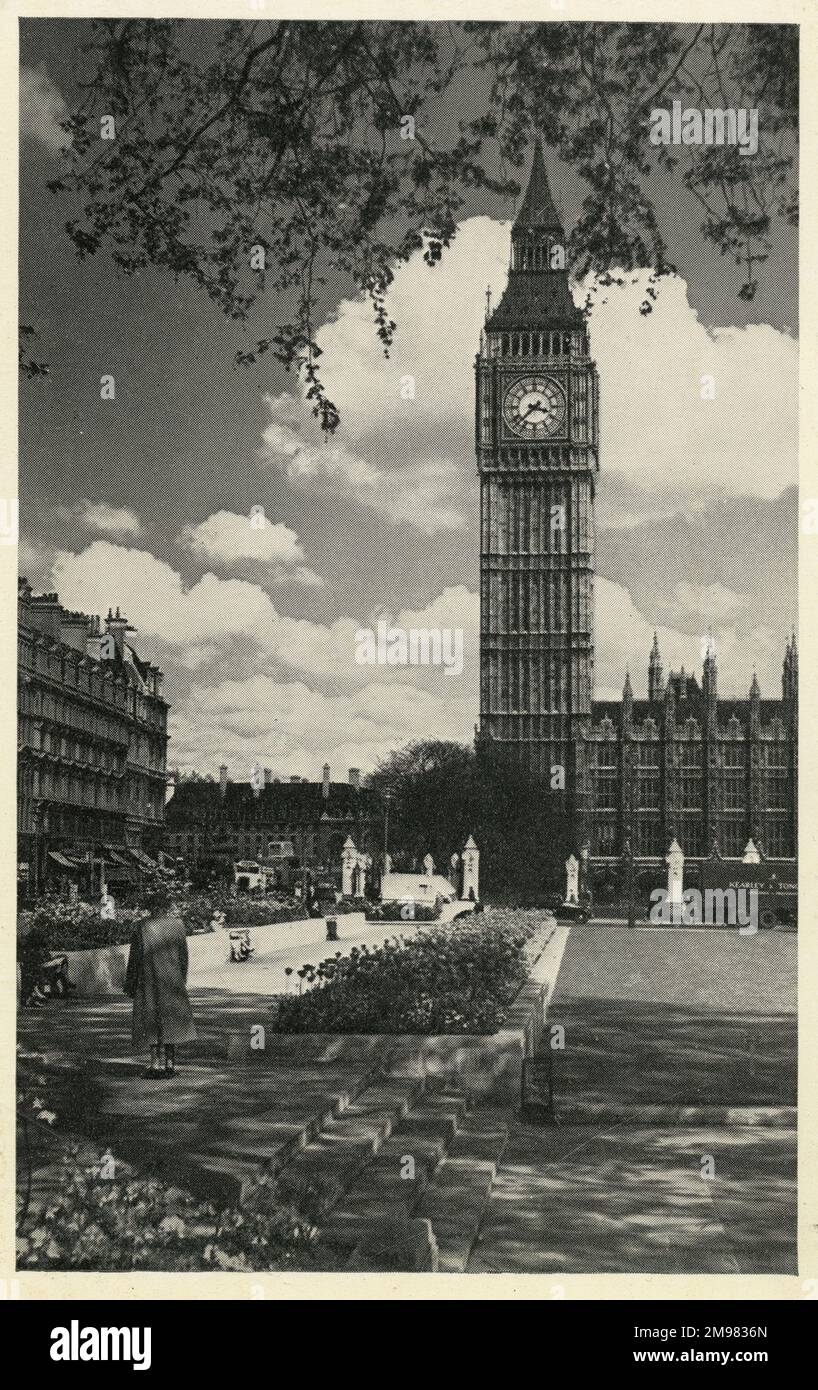 Parliament Square and Big Ben, London. Stock Photo