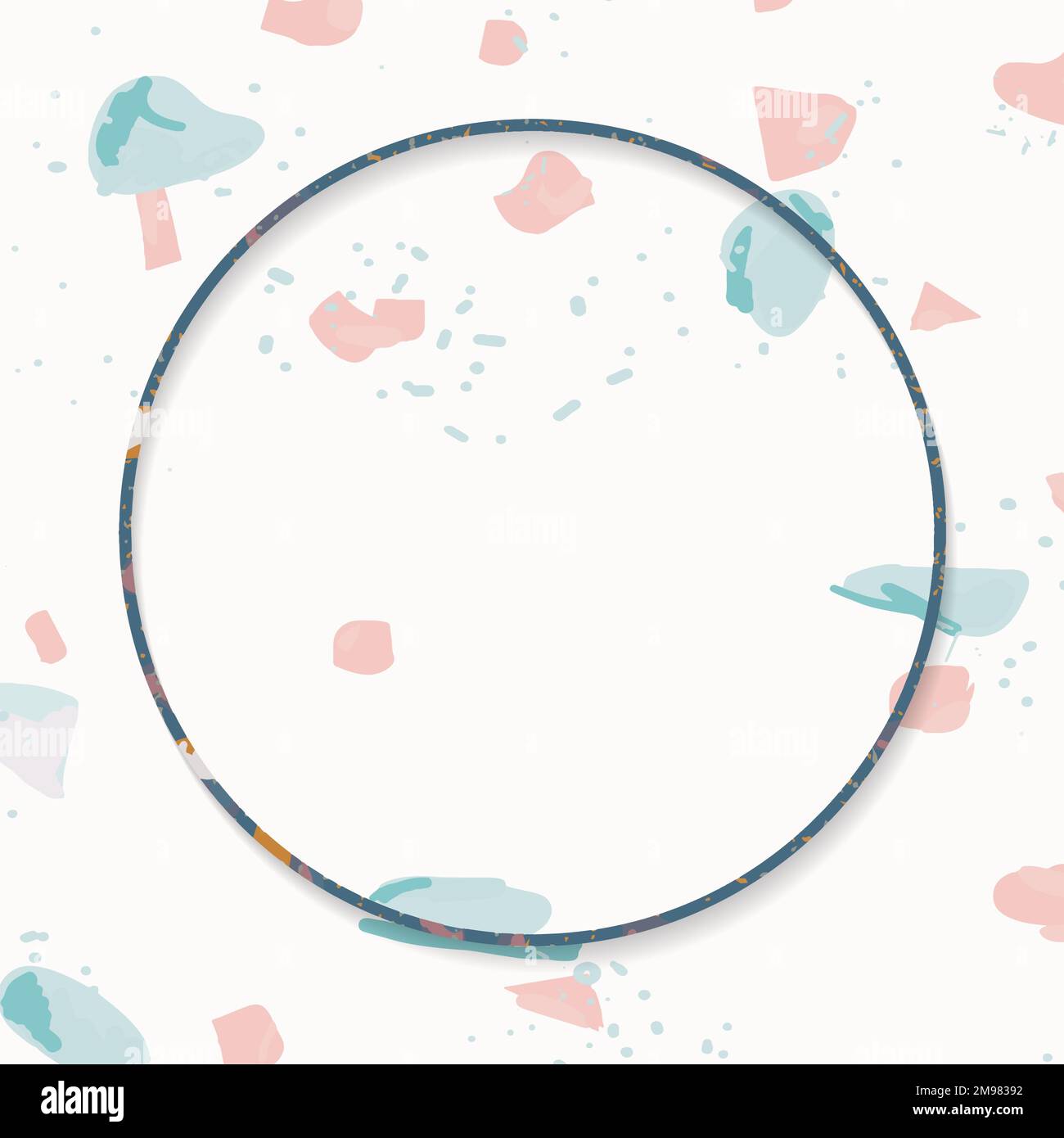 Blue frame on Terrazzo pattern background vector Stock Vector