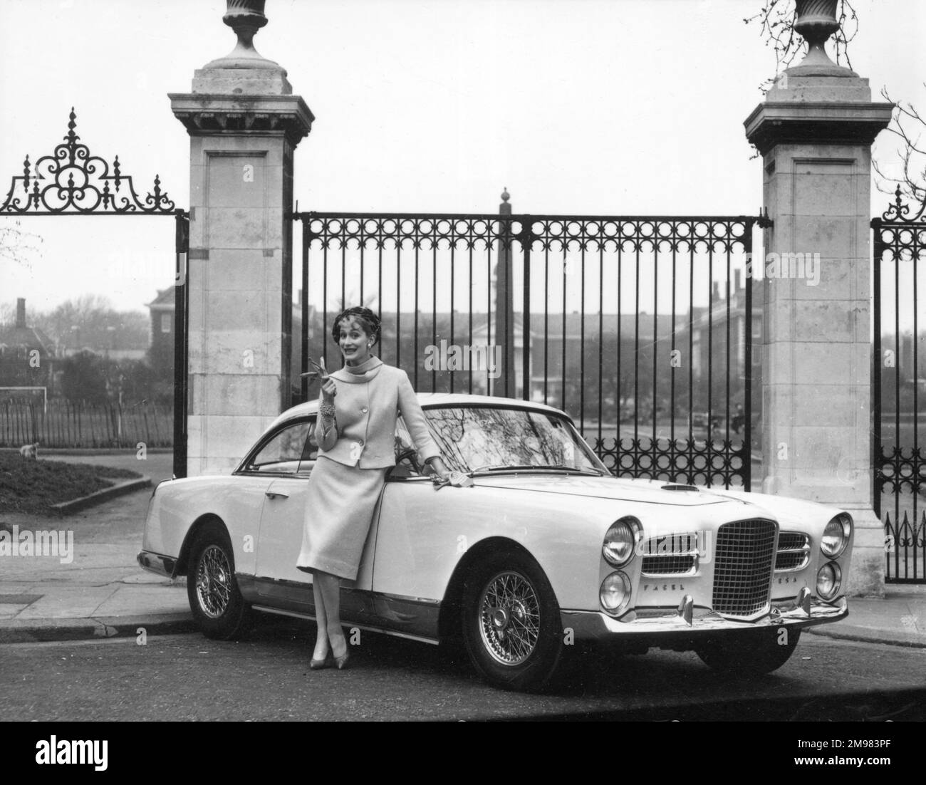 Advertisement for Facel Vega car with female model (Helen Connor). Stock Photo
