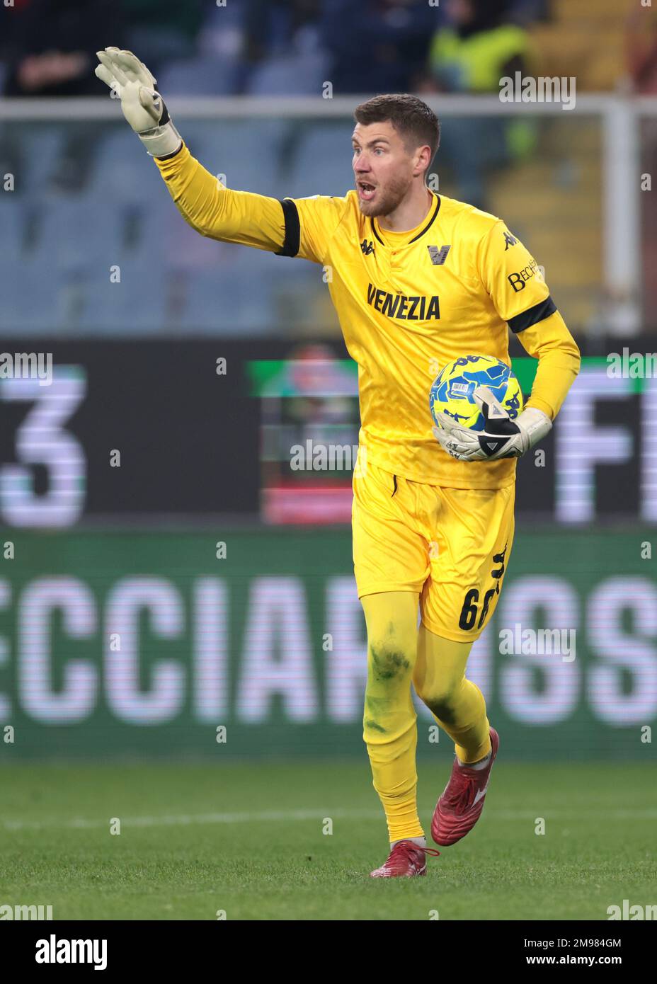 Genoa, Italy, 16th January 2023. George Puskas of Genoa CFC reacts during  the Serie B match at Luigi Ferraris, Genoa. Picture credit should read:  Jonathan Moscrop / Sportimage Stock Photo - Alamy