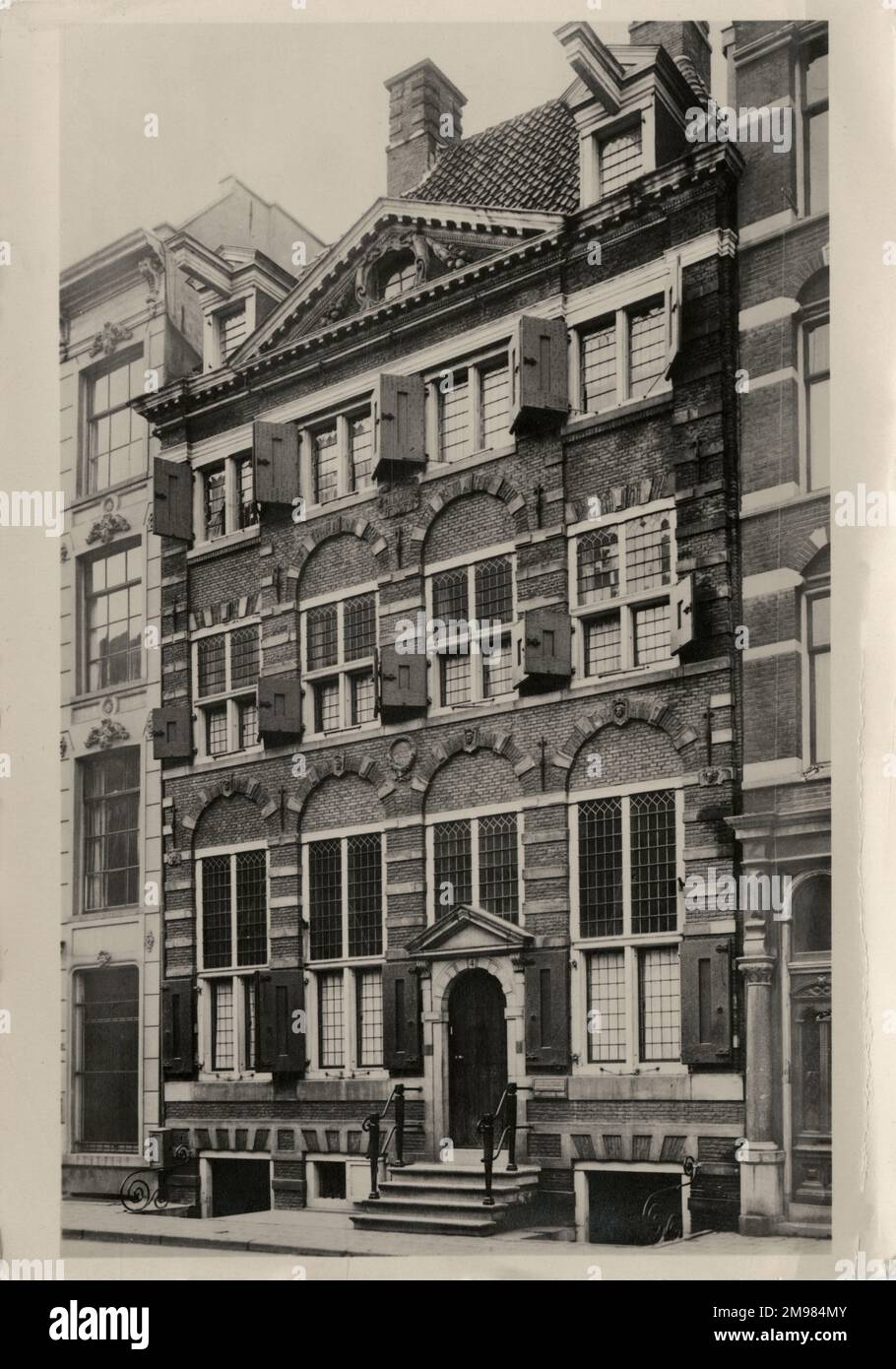 Rembrandt's House (Woning) - Amsterdam - The Netherlands.  Restored, 17th-century house where Rembrandt lived and worked for 20 years, hung with his etchings (1639-1658). Now a museum. Stock Photo