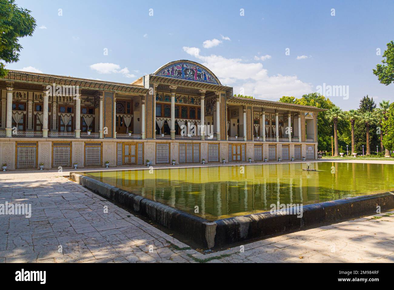 Royal Palace in Afif-Abad (Gulshan) garden in Shiraz, Iran Stock Photo