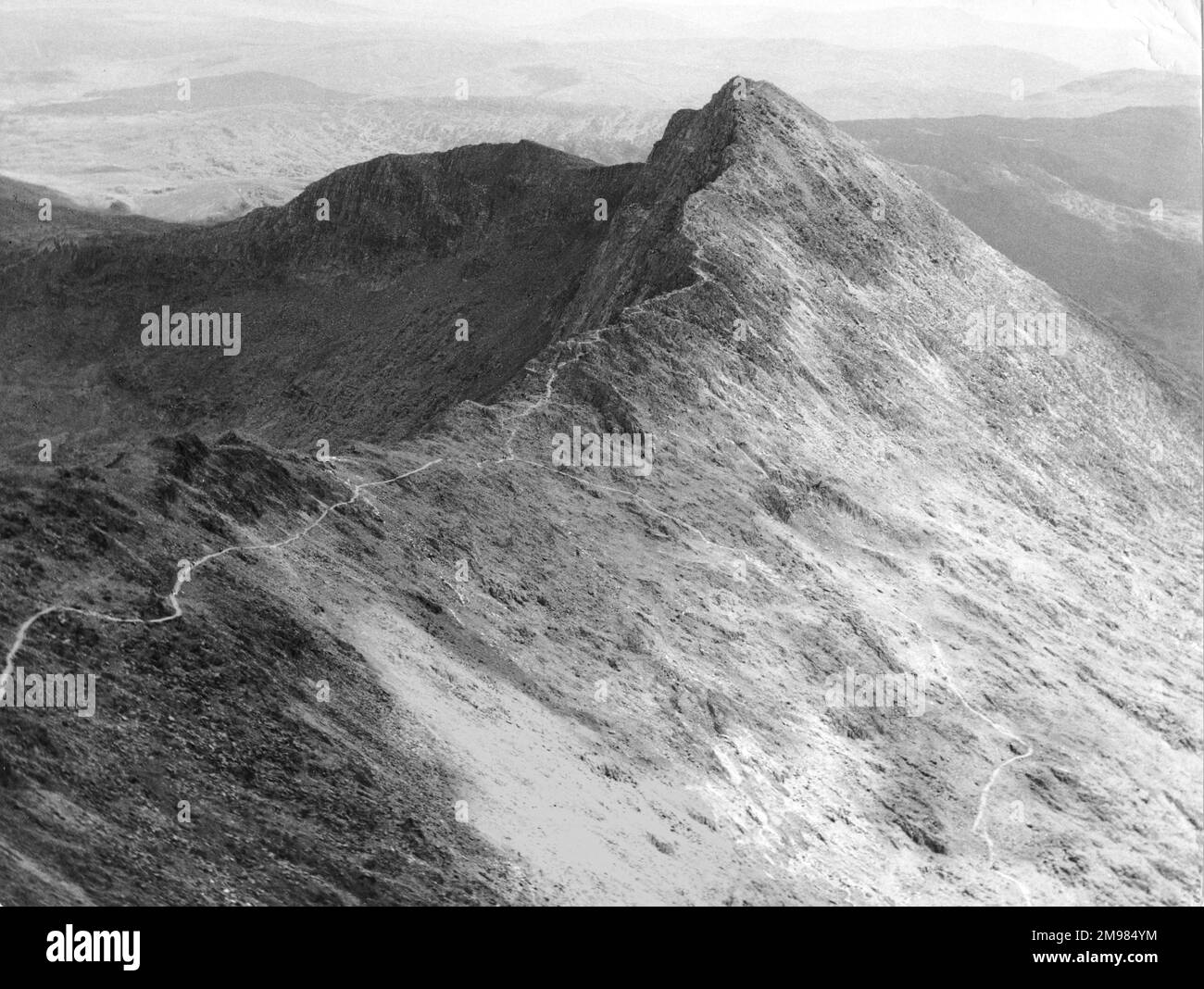 North Wales, Snowdonia - Mount Snowdon - footpath on the mountain. Stock Photo