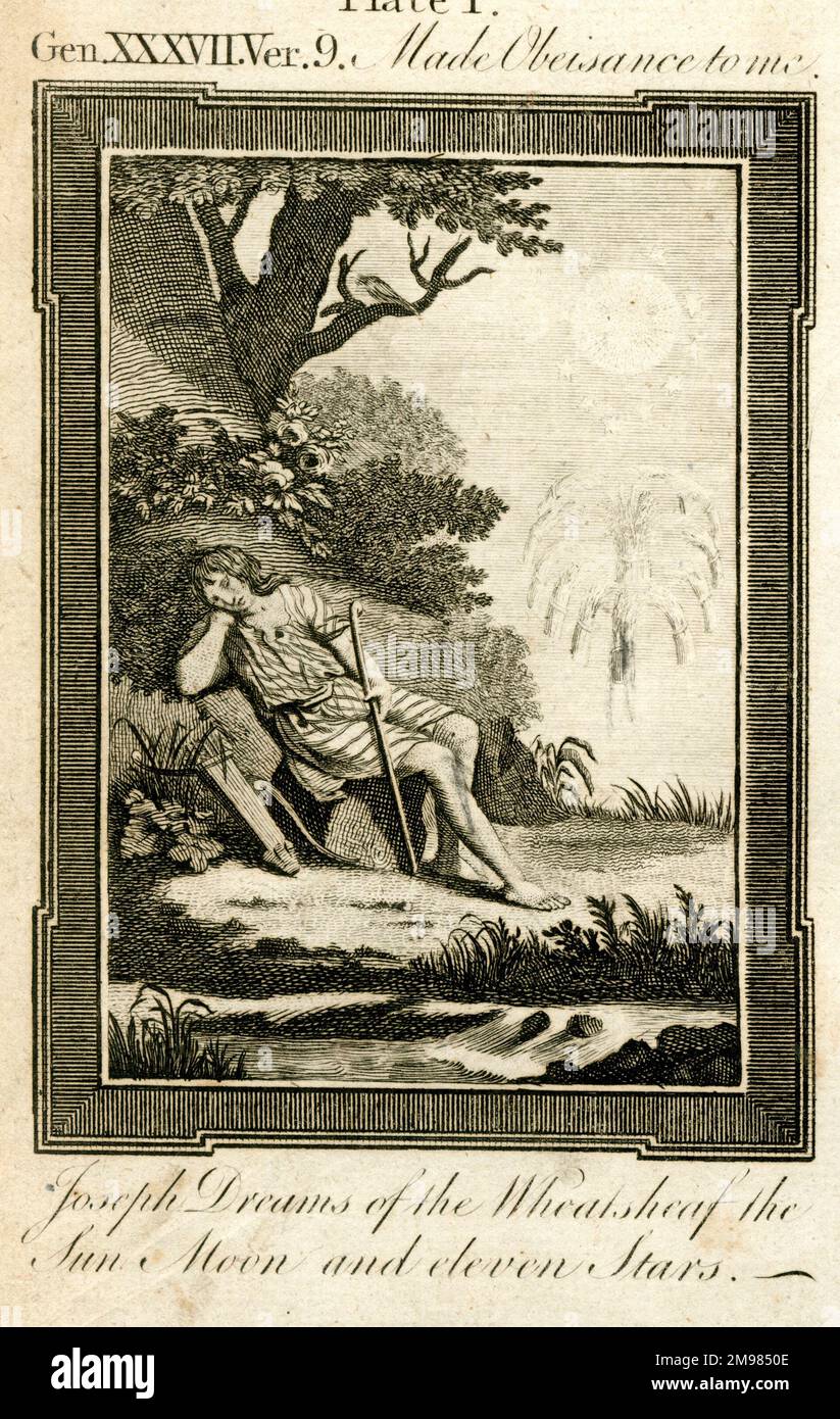 Joseph dreams of the wheatsheaf, the sun, moon and eleven stars